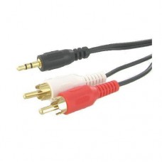 12' Gold Stereo Cable 3.5mm Male to 2-RCA Male