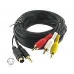 25' S-Video 4-Pin with 3.5mm Audio to 3-RCA Composite Cable PC to TV