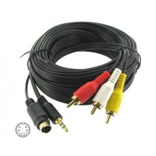 25' S-Video 4-Pin with 3.5mm Audio to 3-RCA Composite Cable PC to TV