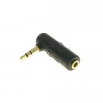 3.5mm Female to 3.5mm Male Right Angle Gold Headphone Adapter - Black
