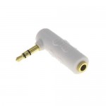 3.5mm Female to 3.5mm Male Right Angle Gold Headphone Adapter - White
