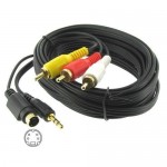 5' S-Video 4-Pin with 3.5mm Audio to 3-RCA Composite Cable PC to TV