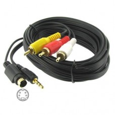5  S-Video 4-Pin with 3.5mm Audio to 3-RCA Composite Cable PC to TVAdapters