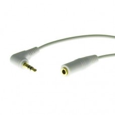 6  White 3.5mm Male Right Angle to 3.5mm Female Gold Stereo Cable3.5mm