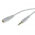 6' White 3.5mm Male to 3.5mm Female Gold Stereo Audio Cable