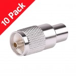 UHF Male (PL-259) RG8 Silver Connector Solder Type for RG-8, RG-9, RG-213, RG-214, LMR-400 (Pack of 10)