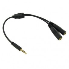 Audio Y-Adapter Gold Stereo Slim 1-3.5mm Male to 2-3.5mm FemaleAdapters