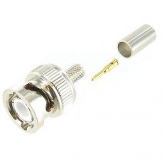 BNC Male Crimp Coax Connector for RG-58/LMR-195 Coax Cable 