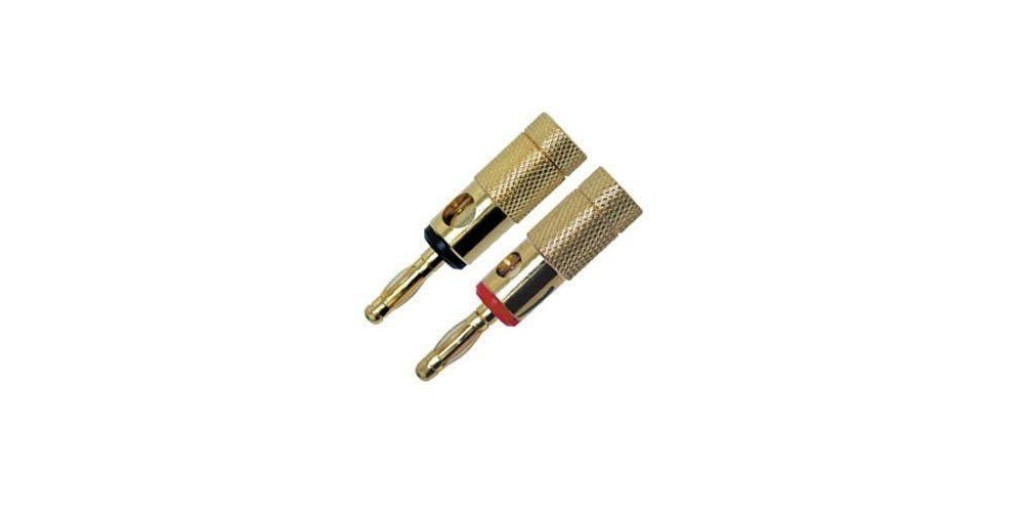 2PCS Pair Gold Dual Banana Plug Post Jack Speaker Wire Cable Audio Connector 