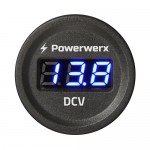 Powerwerx Panel Mount Digital Blue Volt Meter for 12/24VDC Systems