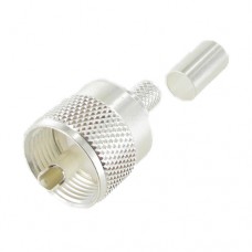 UHF Male (PL-259) Crimp-On Connector Silver Plated for RG-8, RG-9, RG-213, RG-214, LMR-400