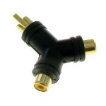 Y Adapter 2-RCA Female to 1-RCA Male Jack